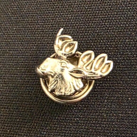 Vintage 925 Sterling Silver Loyal Order of Moose Fraternity Screw Back Lapel Pin - Picture 1 of 8